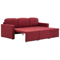 3-osobowa, rozkładana sofa modułowa, czerwone wino, tkanina