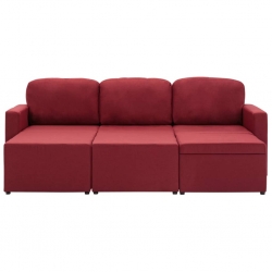 3-osobowa, rozkładana sofa modułowa, czerwone wino, tkanina