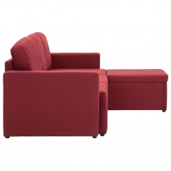 3-osobowa, rozkładana sofa modułowa, czerwone wino, tkanina