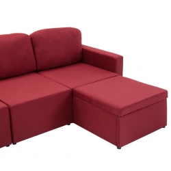 3-osobowa, rozkładana sofa modułowa, czerwone wino, tkanina