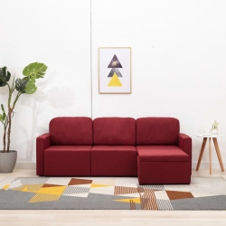 3-osobowa, rozkładana sofa modułowa, czerwone wino, tkanina