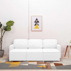 3-osobowa, rozkładana sofa modułowa, biała, sztuczna skóra