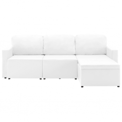 3-osobowa, rozkładana sofa modułowa, biała, sztuczna skóra