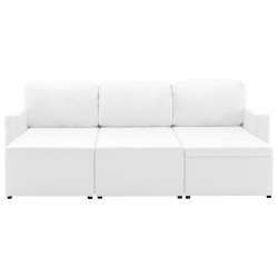 3-osobowa, rozkładana sofa modułowa, biała, sztuczna skóra