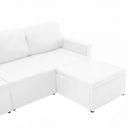3-osobowa, rozkładana sofa modułowa, biała, sztuczna skóra