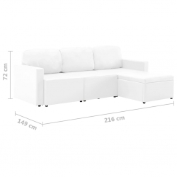 3-osobowa, rozkładana sofa modułowa, biała, sztuczna skóra