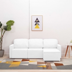 3-osobowa, rozkładana sofa modułowa, biała, sztuczna skóra