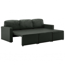 3-osobowa, rozkładana sofa modułowa, szara, sztuczna skóra