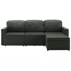 3-osobowa, rozkładana sofa modułowa, szara, sztuczna skóra