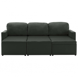 3-osobowa, rozkładana sofa modułowa, szara, sztuczna skóra