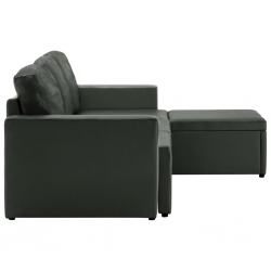 3-osobowa, rozkładana sofa modułowa, szara, sztuczna skóra