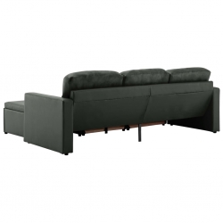 3-osobowa, rozkładana sofa modułowa, szara, sztuczna skóra