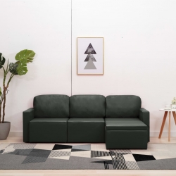 3-osobowa, rozkładana sofa modułowa, szara, sztuczna skóra