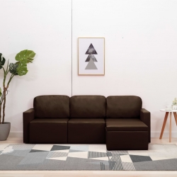 3-osobowa, rozkładana sofa modułowa, brązowa, sztuczna skóra