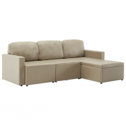 3-osobowa, rozkładana sofa modułowa, cappuccino, sztuczna skóra