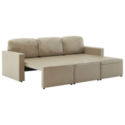3-osobowa, rozkładana sofa modułowa, cappuccino, sztuczna skóra