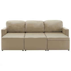 3-osobowa, rozkładana sofa modułowa, cappuccino, sztuczna skóra