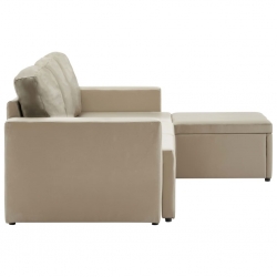 3-osobowa, rozkładana sofa modułowa, cappuccino, sztuczna skóra