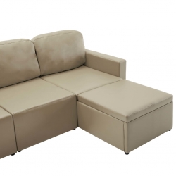3-osobowa, rozkładana sofa modułowa, cappuccino, sztuczna skóra