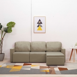 3-osobowa, rozkładana sofa modułowa, cappuccino, sztuczna skóra