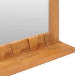 Lustro ścienne z półką, 60x12x40 cm, lite drewno tekowe