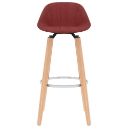 Krzesła barowe, 2 szt., czerwone wino, tapicerowane tkaniną