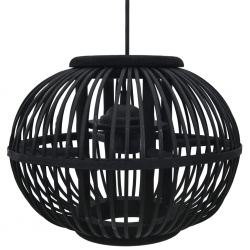 Lampa wisząca, czarna, wiklinowa, 40 W, 30x22 cm, kulista, E27