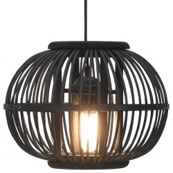 Lampa wisząca, czarna, wiklinowa, 40 W, 30x22 cm, kulista, E27