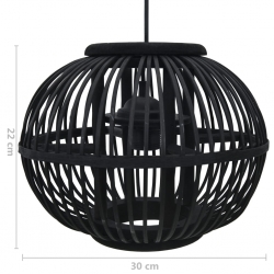 Lampa wisząca, czarna, wiklinowa, 40 W, 30x22 cm, kulista, E27