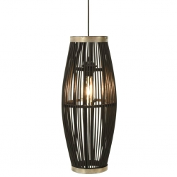 Lampa wisząca, czarna, wiklinowa, 40 W, 21x50 cm, owalna, E27