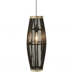 Lampa wisząca, czarna, wiklinowa, 40 W, 27x68 cm, owalna, E27