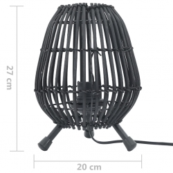 Lampa stojąca, wiklinowa, czarna, 60 W, 20x27 cm, E27