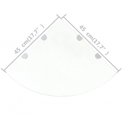 Półki narożne, 2 szt., chromowane wsporniki, szkło, 45x45 cm