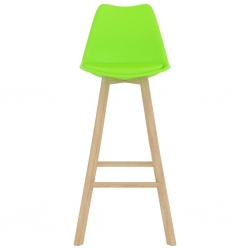 Stołki barowe, 4 szt., zielone, PP i lite drewno bukowe