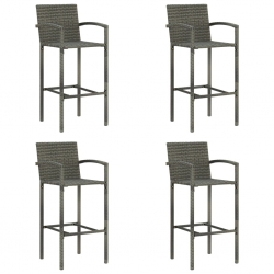 Stołki barowe, 4 szt., szare, rattan PE