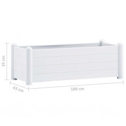 Podwyższona donica, PP, biała, 100x43x35 cm