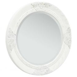 Lustro ścienne w stylu barokowym, 50 cm, białe