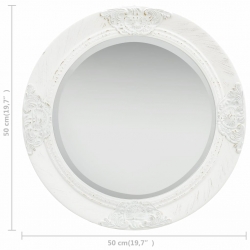 Lustro ścienne w stylu barokowym, 50 cm, białe
