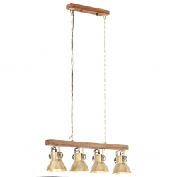 Industrialna lampa sufitowa, kolor mosiądzu, E27, drewno mango