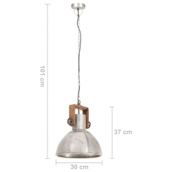 Industrialna lampa wisząca, 25 W, srebrna, okrągła, 30 cm, E27