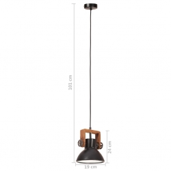 Industrialna lampa wisząca, 25 W, czarna, okrągła, 19 cm, E27