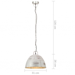 Industrialna lampa wisząca, 25 W, srebrna, okrągła, 31 cm, E27