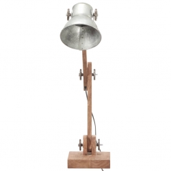Industrialna lampa stołowa, srebrna, okrągła, 58x18x90 cm, E27