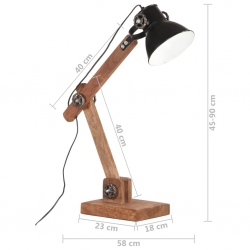 Industrialna lampa stołowa, czarna, okrągła, 58x18x90 cm, E27