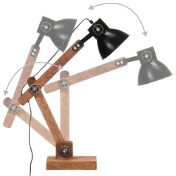 Industrialna lampa stołowa, czarna, okrągła, 58x18x90 cm, E27