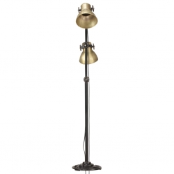 Lampa podłogowa z 2 kloszami, mosiądz, E27, żeliwo