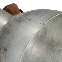 Lampa podłogowa, srebrna, E27, lite drewno mango