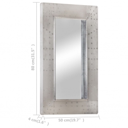 Lustro ścienne w stylu Aviator, 80x50 cm, metalowe