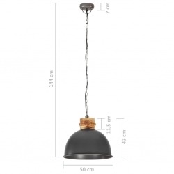 Industrialna lampa wisząca, szara, okrągła, 50 cm, E27, mango