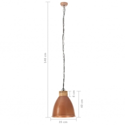 Industrialna lampa wisząca, miedziana, żelazo i drewno, 35 cm